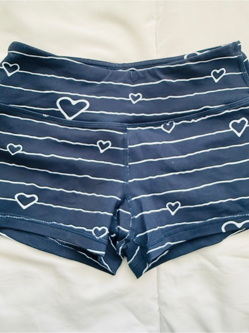 Savage - Women's Navy Heart-Stripe workout Shorts